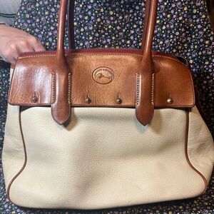 Dooney & Bourke Panama Wilson Satchel Bag Vintage White and Brown